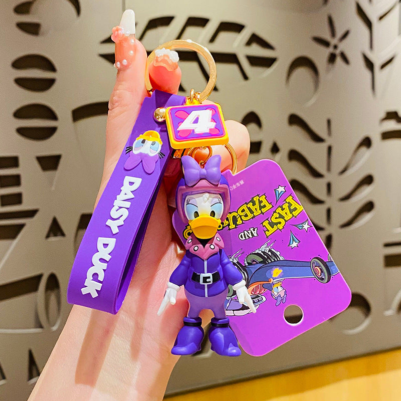 Disney Mickey Minnie Mouse Racer Keychain