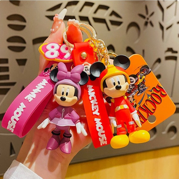 Disney Mickey Minnie Mouse Racer Keychain